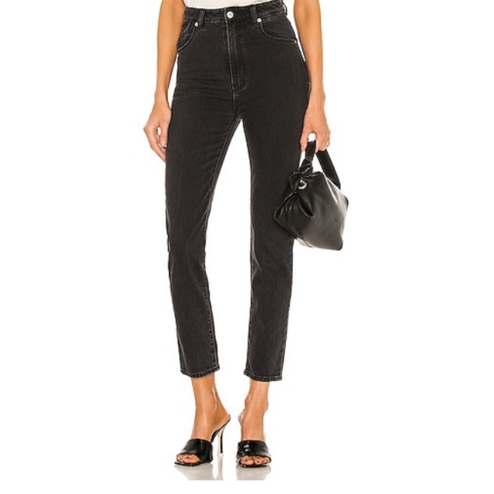 High waisted slim straight jeans